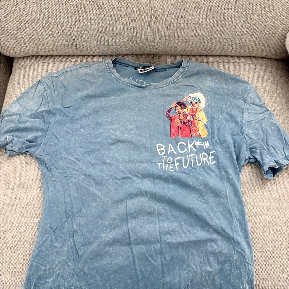 Zara Blue Graphic Tee - Back to the Future